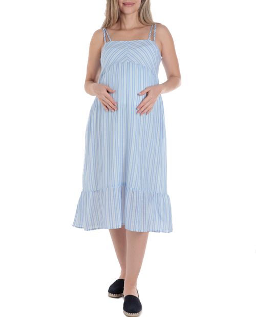 Vestido maternal Ohma midi rayado de tirantes para mujer