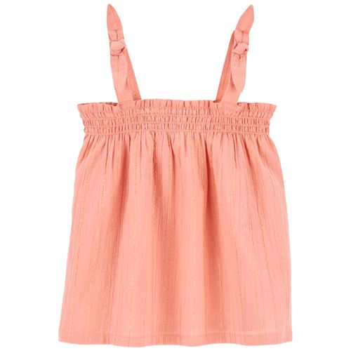Blusa coral a rayas para niña