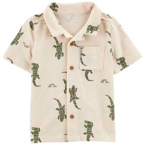Camisa beige con estampado para niño