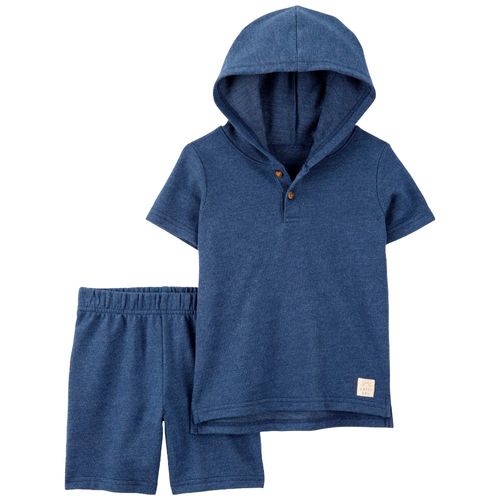 Conjunto de 2 piezas azules sólido para bebé niño