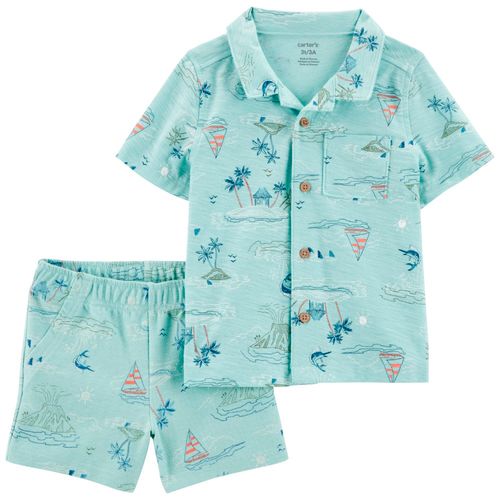 Conjunto de 2 piezas celestes con estampado para niño