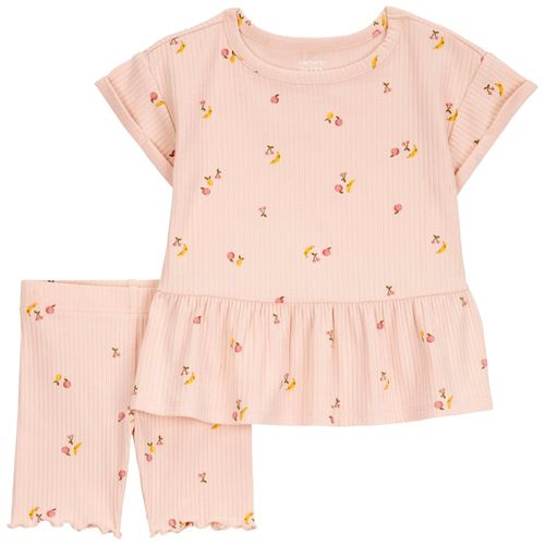 Conjunto de 2 piezas anaranjadas con estampado para bebé niña