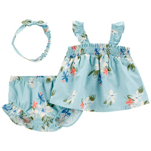 Conjunto de 3 piezas celestes con estampado para bebé niña