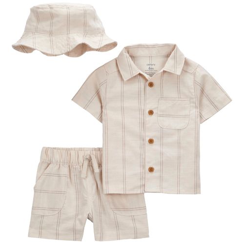 Conjunto de 3 piezas beige con estampado para bebé niño