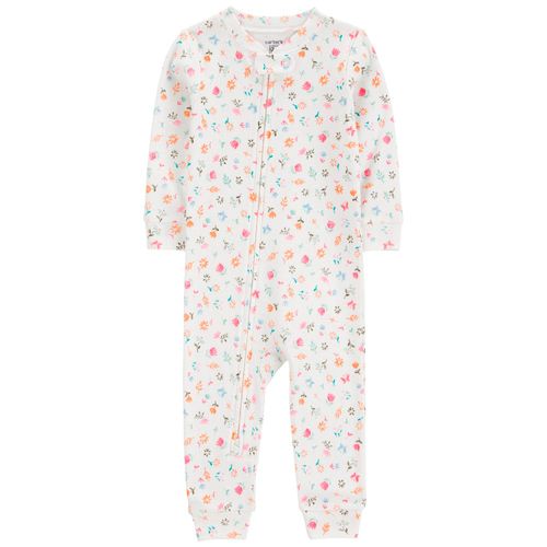 Pijama blanca con estampado floral para bebé niña