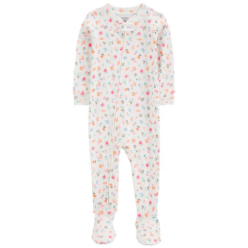 Pijama blanca con estampado floral para niña