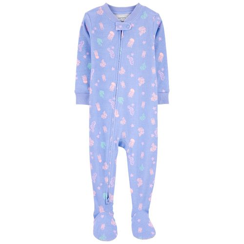 Pijama morada con estampado floral para niña