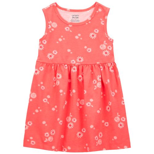 Vestido anaranjado con estampado floral para niña