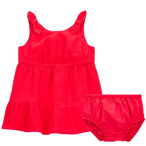 Vestido rojo sólido para bebé niña