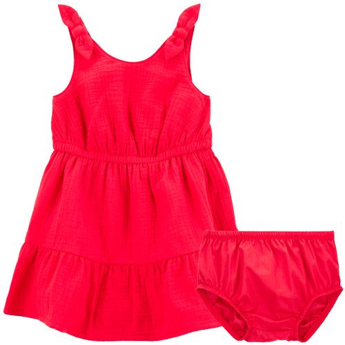 Vestido rojo sólido para niña