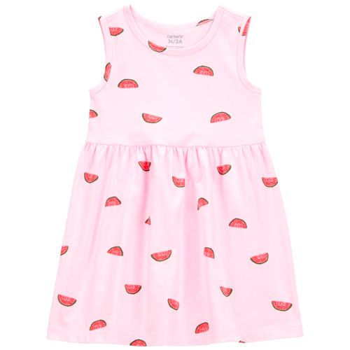 Vestido rosado con estampado para niña