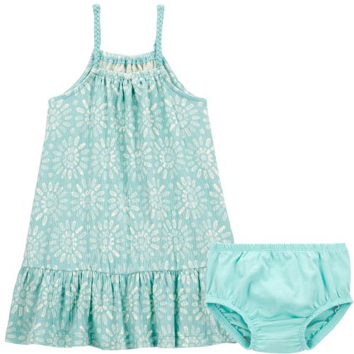 Vestido verde con estampado para bebé niña