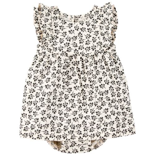 Vestido blanco con estampado floral para bebé niña