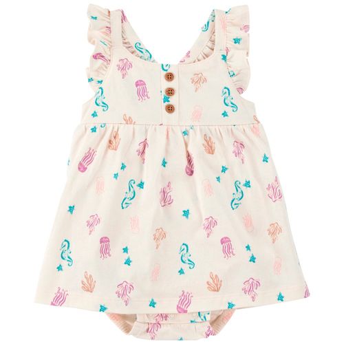 Vestido beige con estampado para bebé niña