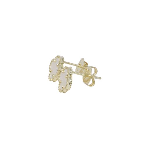 Aretes de trébol en brass con baño de oro dorado para mujer