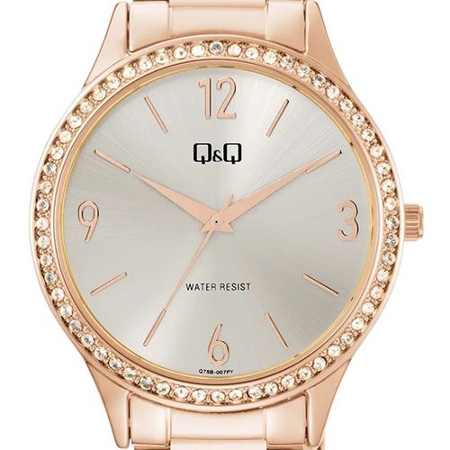 Reloj Q&Q análogo metálico dorado para mujer