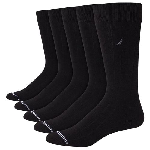 Pack de 5 pares de calcetines crew Nautica negros sólidos para hombre