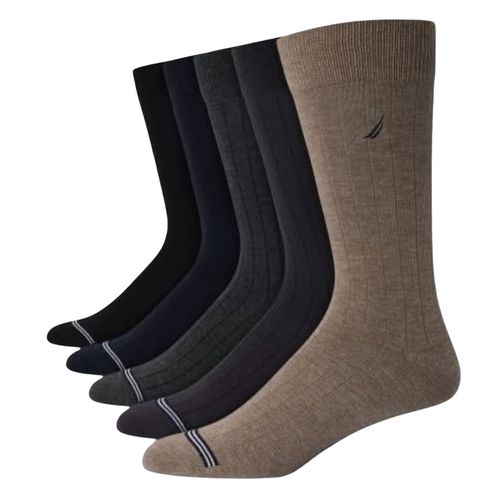 Pack de 5 pares de calcetines crew Nautica multicolor con rayas texturizadas para hombre