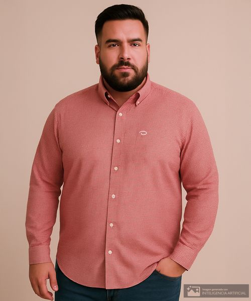 Camisa classic fit Oscar de la Renta roja microcuadros para hombre