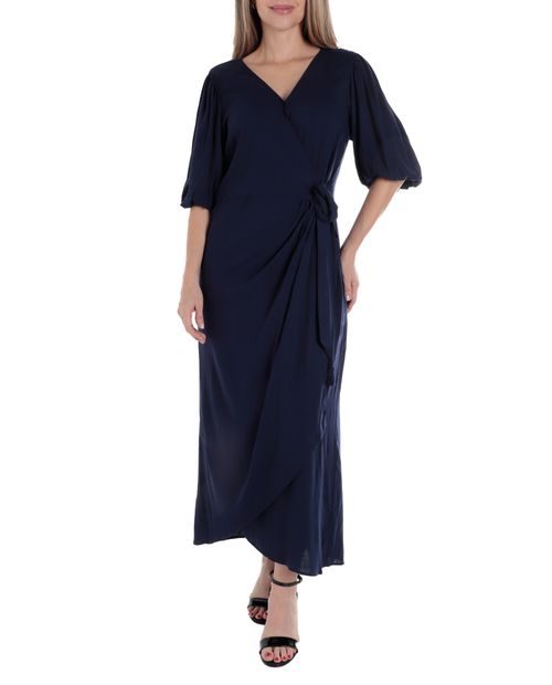 Vestido Sabrina maxi azul manga 3/4 para mujer