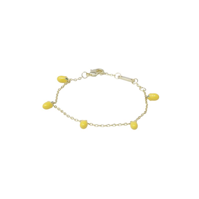 104902348---Pulsera-con-dijes-de-limones-de-brass-en-baño-de-oro-1mm-6--para-mujer