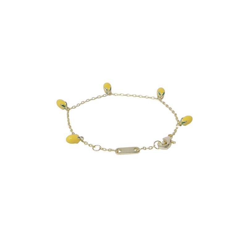 104902348---Pulsera-con-dijes-de-limones-de-brass-en-baño-de-oro-1mm-6--para-mujer