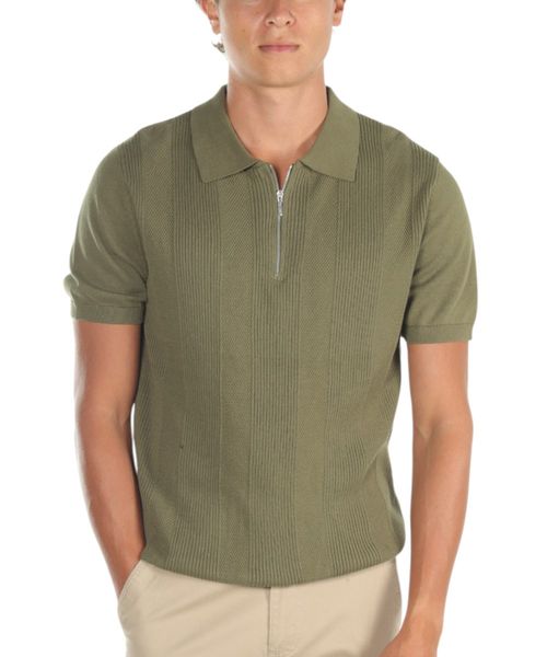 Camisa polo Unexpected verde olivo con textura para hombre
