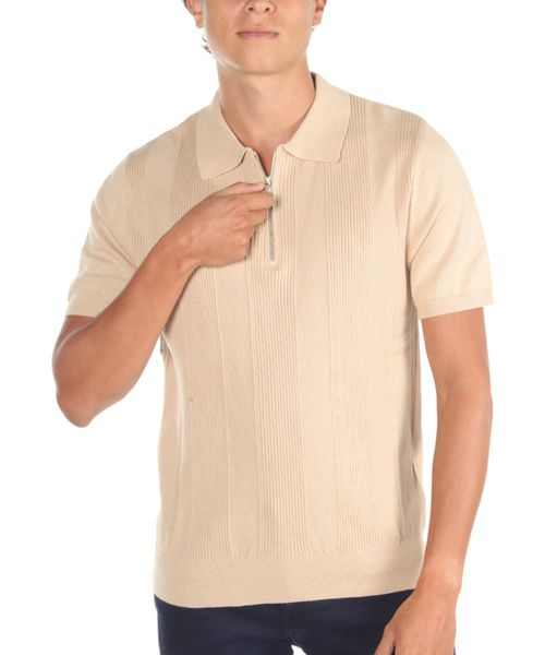 Camisa polo Unexpected beige con textura para hombre