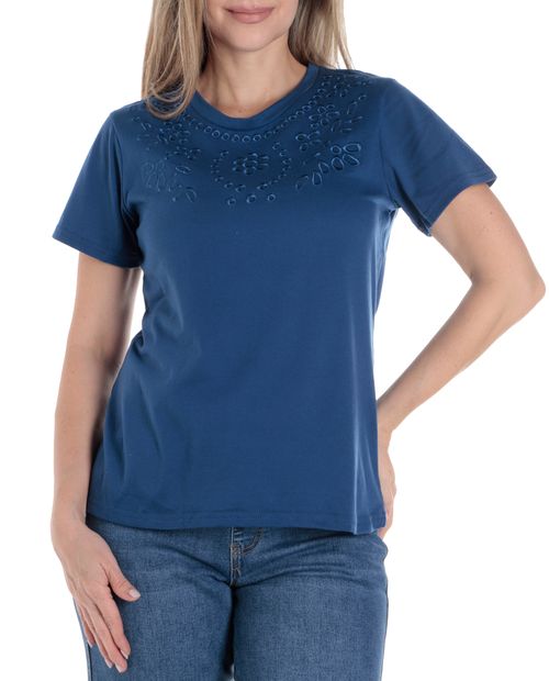 Camiseta Nicolle azul manga corta para mujer