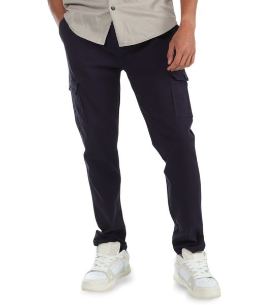 Pantalón jogger tipo cargo Unexpected azul navy sólido para hombre
