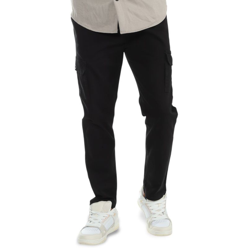 Pantalón jogger tipo cargo Unexpected negro sólido para hombre