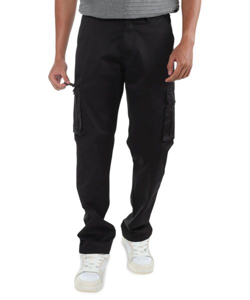 Pantalón cargo Unexpected straight fit negro sólido para hombre