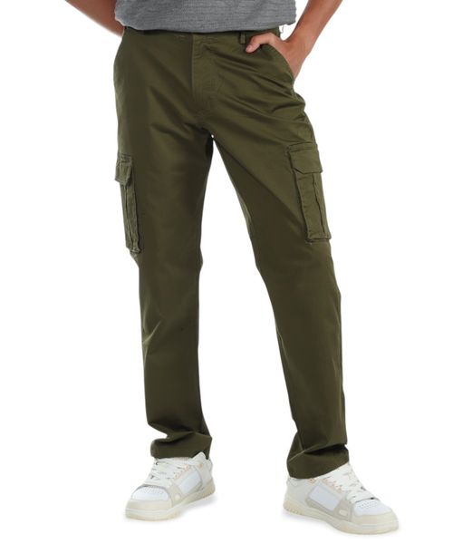Pantalón cargo Unexpected straight fit verde olivo sólido para hombre