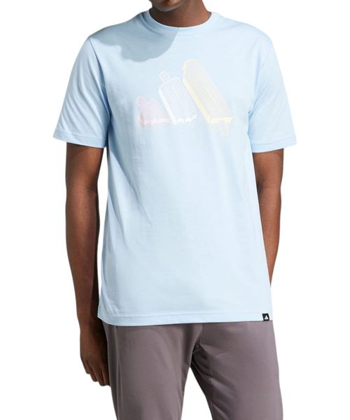 Camiseta deportiva Adidas estampada celeste para hombre