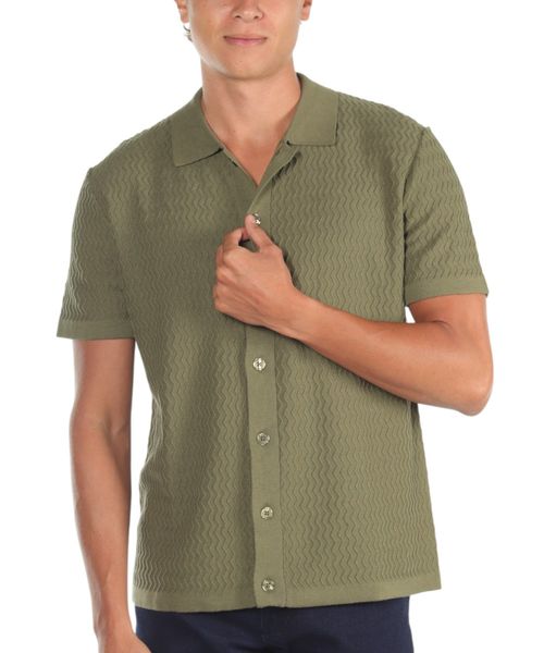 Camisa casual Unexpected olivo con textura para hombre