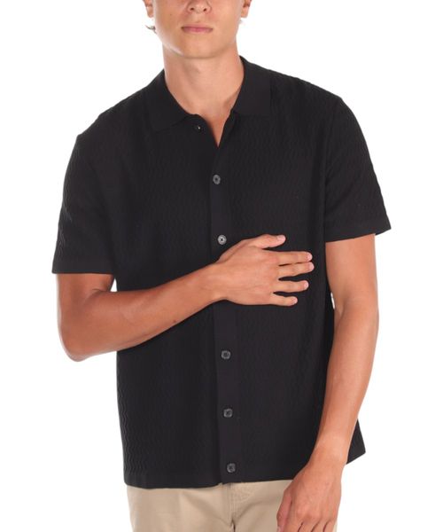 Camisa casual Unexpected negra con textura para hombre