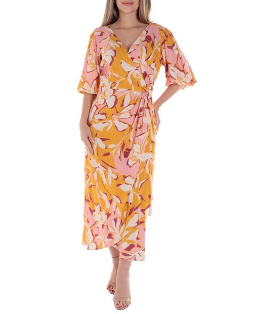 Vestido Sabrina wrap estampado mangas 3/4 para mujer