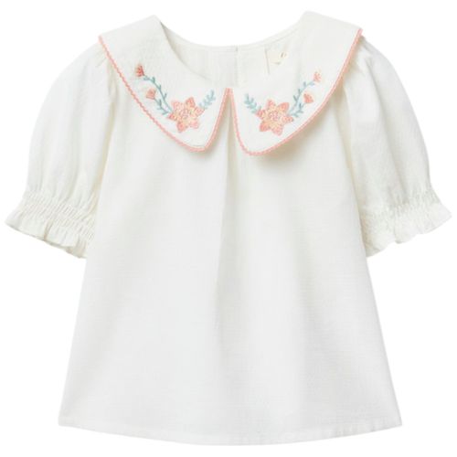 Blusa blanca sólida para niña