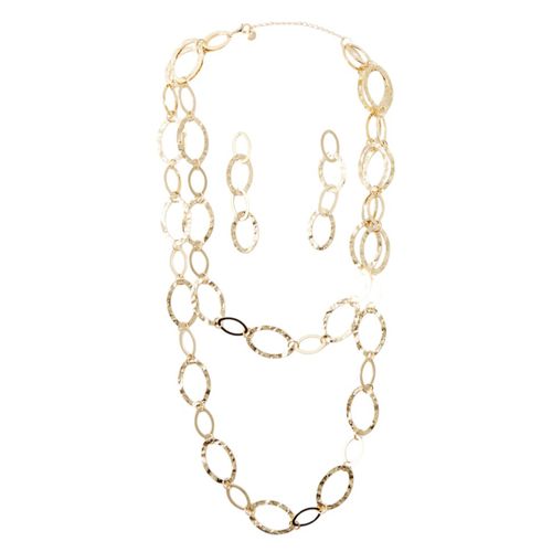 Set de collar y aretes color dorado para mujer