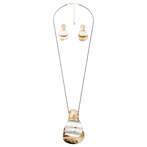 Set de collar y aretes bicolor para mujer
