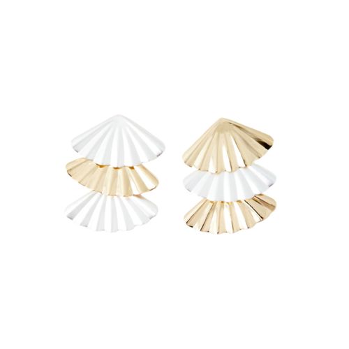 Aretes de abanico bicolor para mujer