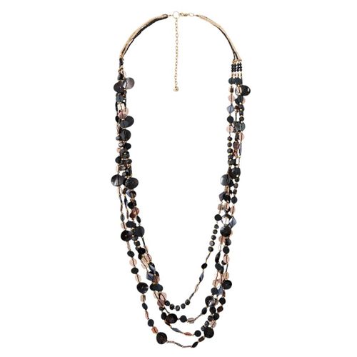 Collar multicuerdas color negro para mujer