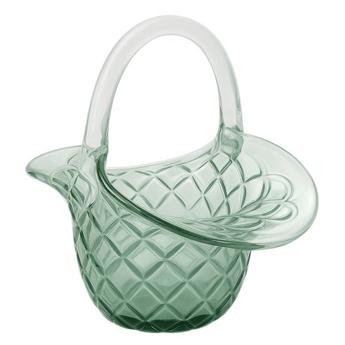 Florero de vidrio con forma de cesta 26x25 cm