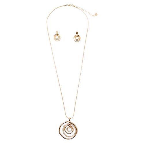 Set de cadena y aretes metálicos dorados para mujer
