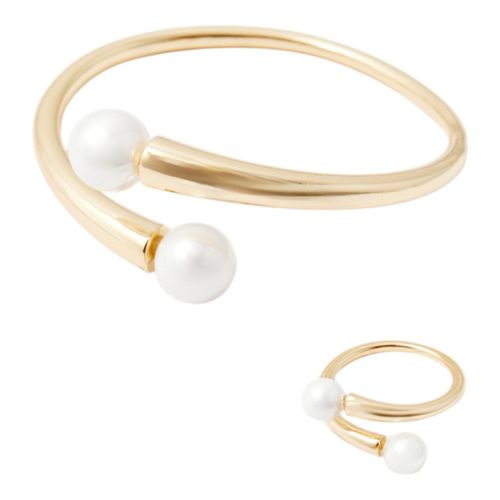 Set brazalete y anillo dorado para mujer