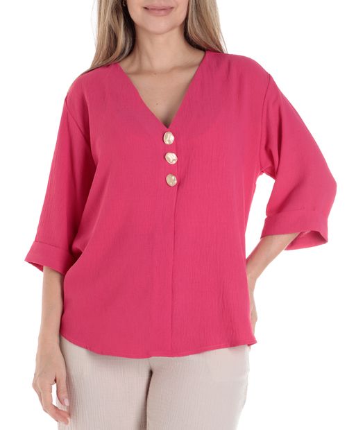 Blusa Sabrina formal rosada manga 3/4 para mujer
