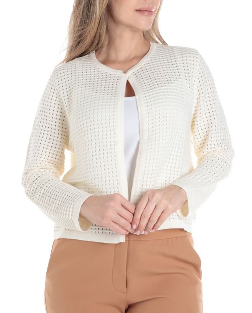Suéter Nicolle cárdigan beige manga larga para mujer