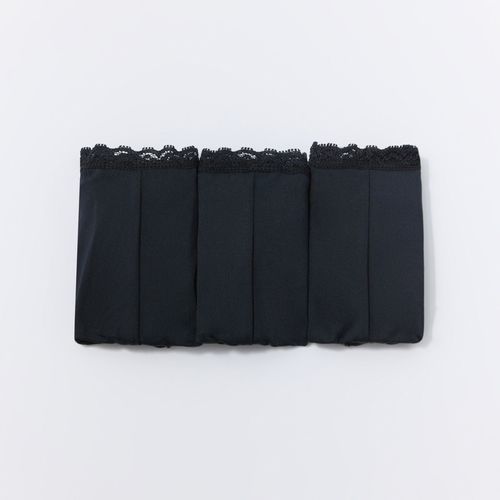 Set de 3 panties Sfera negro de cintura media para mujer
