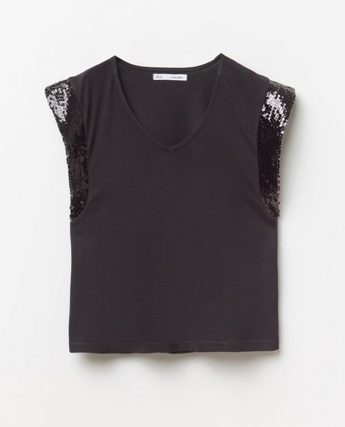 Camiseta Sfera negra manga corta para mujer