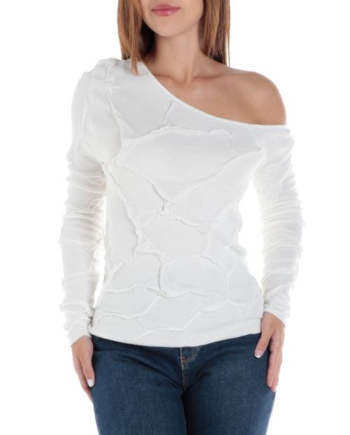 Blusa Orange casual blanca manga larga para mujer